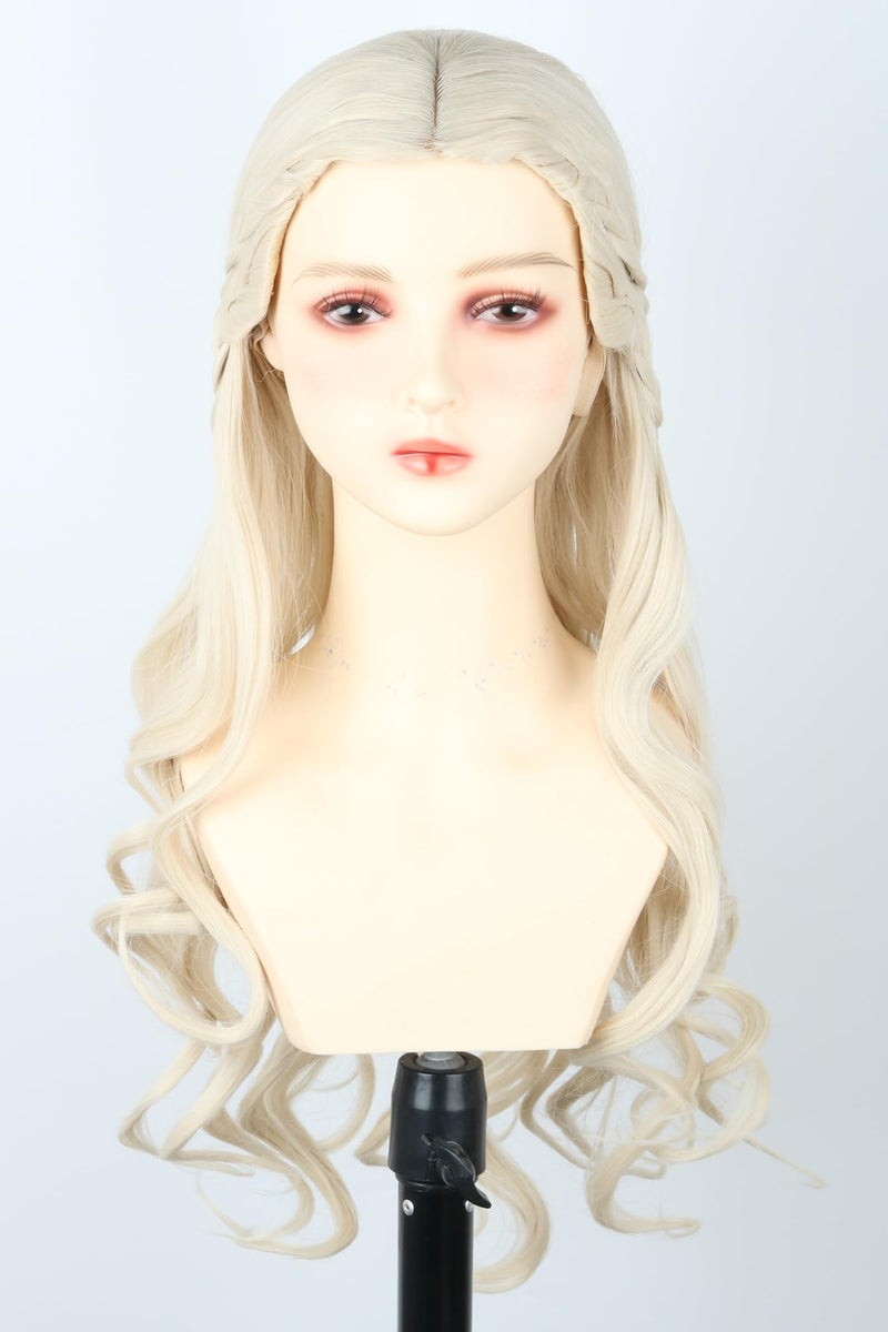 LeMarnia Blonde Wigs for Women Long Curly Wave Braid Queen Wig Fairy Elf Wigs for Cosplay Halloween Costume Wig - Image 2